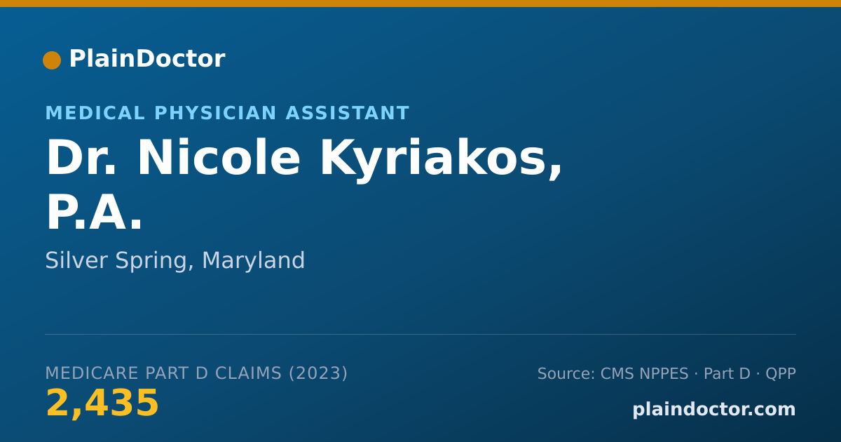 Shareable card for Nicole Kyriakos, P.A. - Medical Physician Assistant, Silver Spring, MD