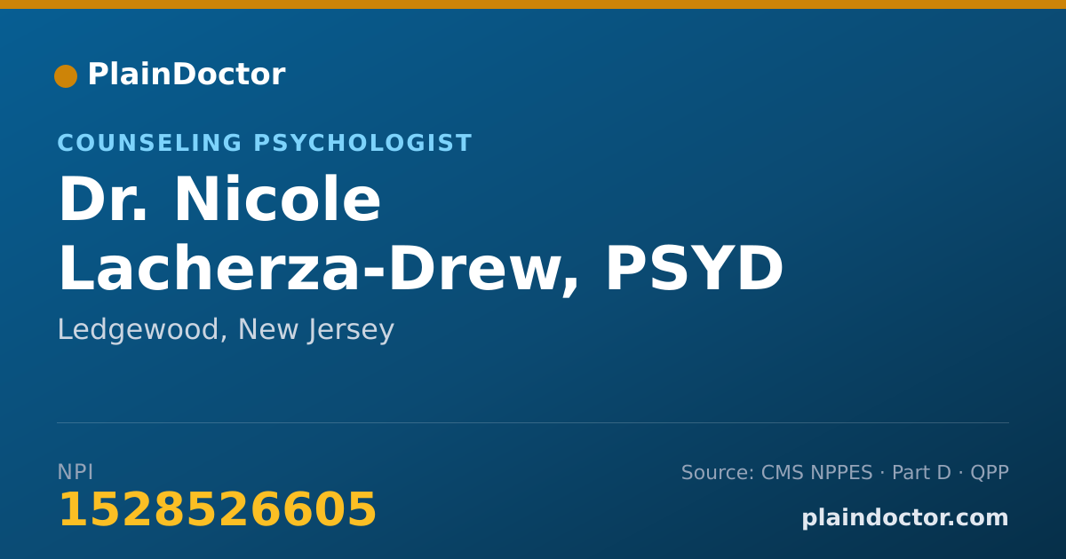 Shareable card for Nicole Lacherza-Drew, PSYD - Counseling Psychologist, Ledgewood, NJ