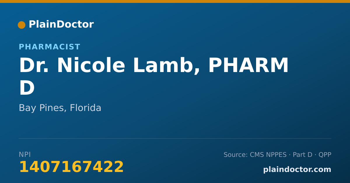 Shareable card for Nicole Lamb, PHARM D - Pharmacist, Bay Pines, FL