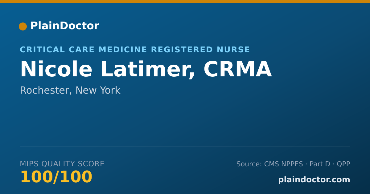 Shareable card for Nicole Latimer, CRMA - Critical Care Medicine Registered Nurse, Rochester, NY