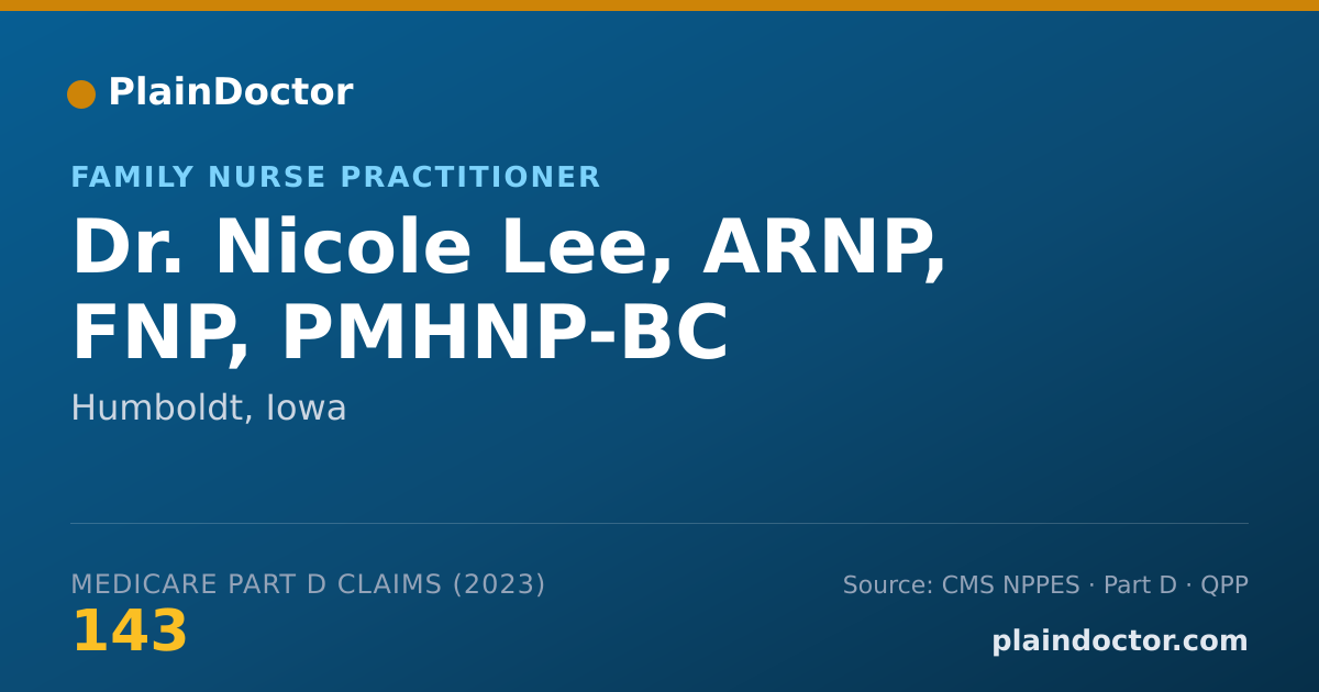 Shareable card for Nicole Lee, ARNP, FNP,  PMHNP-BC - Family Nurse Practitioner, Humboldt, IA