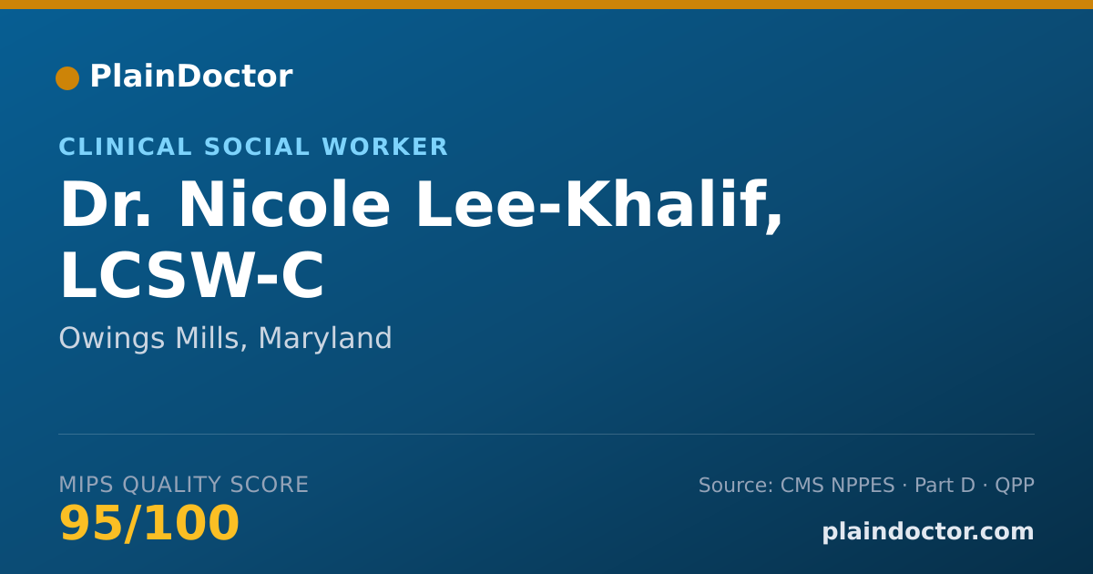 Shareable card for Nicole Lee-Khalif, LCSW-C - Clinical Social Worker, Owings Mills, MD