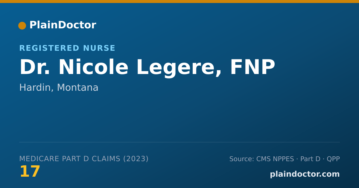 Shareable card for Nicole Legere, FNP - Registered Nurse, Hardin, MT