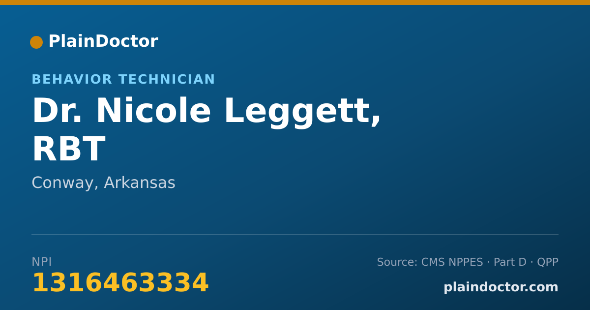 Shareable card for Nicole Leggett, RBT - Behavior Technician, Conway, AR
