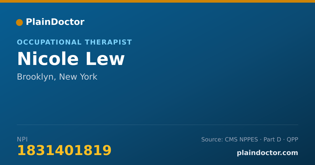 Shareable card for Nicole Lew - Occupational Therapist, Brooklyn, NY