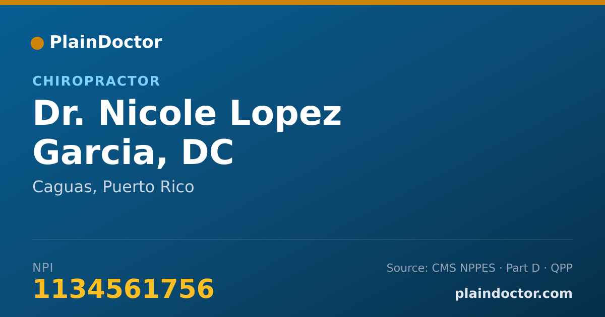 Shareable card for Nicole Lopez Garcia, DC - Chiropractor, Caguas, PR