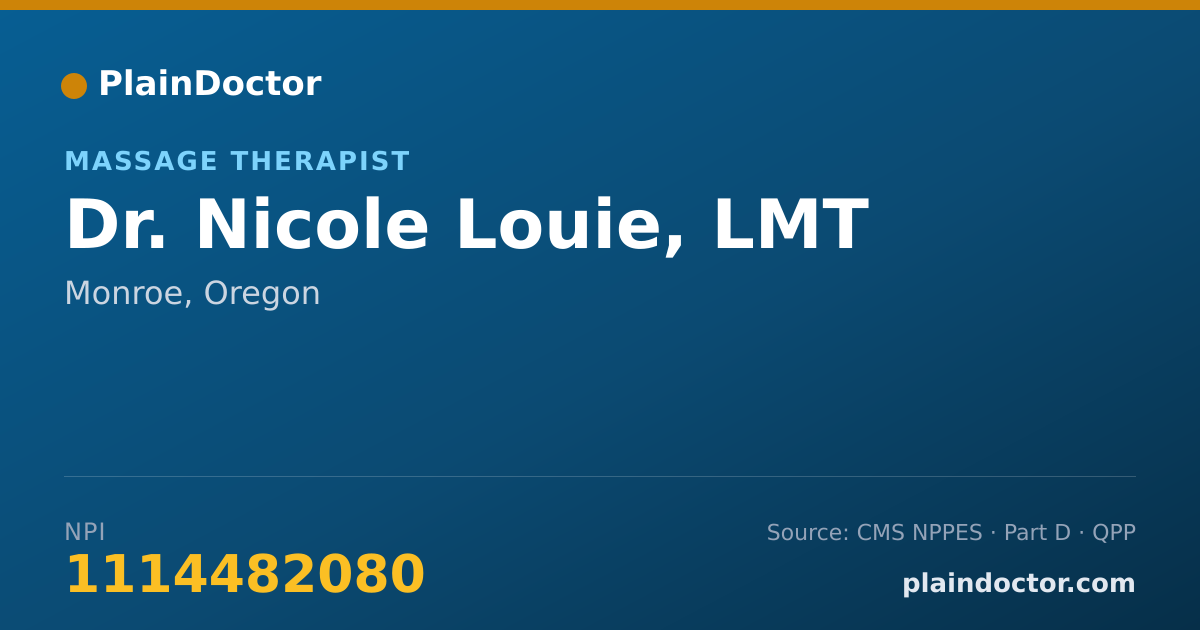 Shareable card for Nicole Louie, LMT - Massage Therapist, Monroe, OR