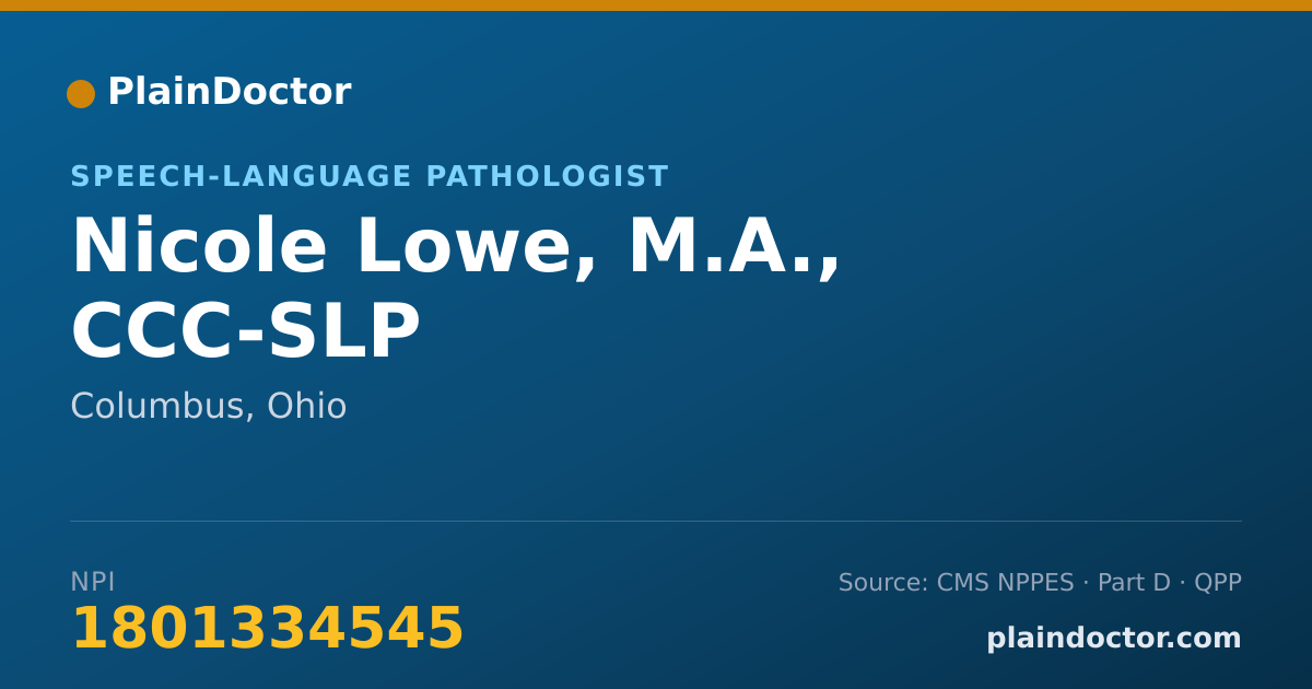 Shareable card for Nicole Lowe, M.A., CCC-SLP - Speech-Language Pathologist, Columbus, OH