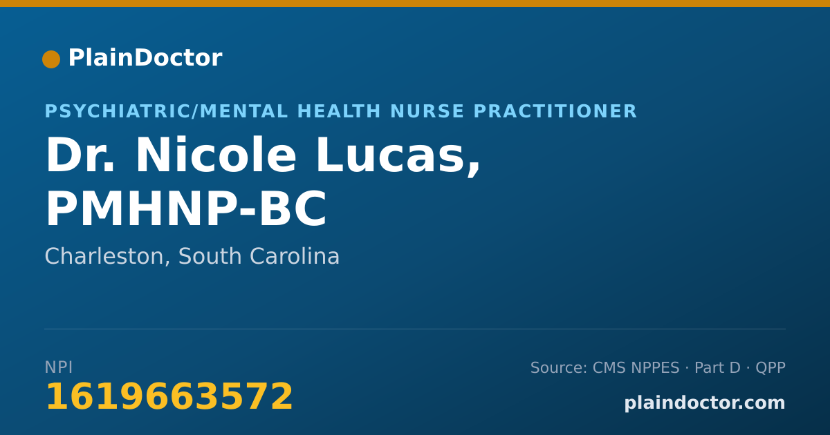 Shareable card for Nicole Lucas, PMHNP-BC - Psychiatric/Mental Health Nurse Practitioner, Charleston, SC