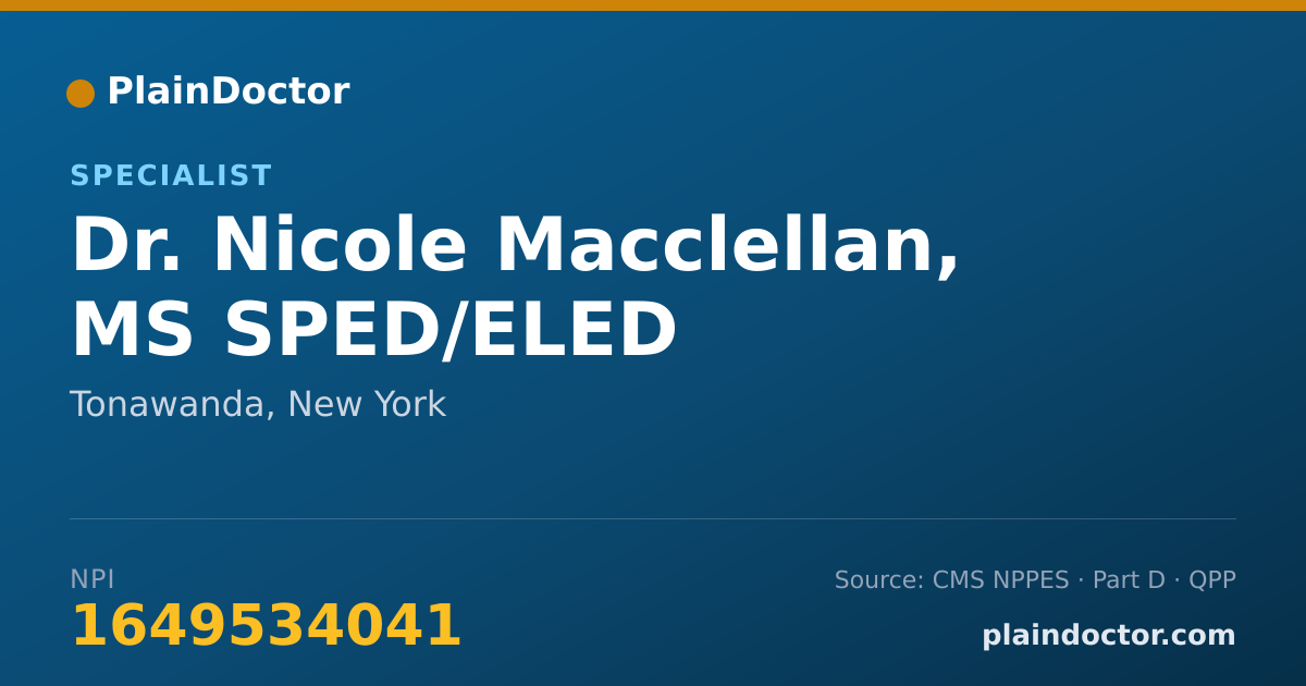 Shareable card for Nicole Macclellan, MS SPED/ELED - Specialist, Tonawanda, NY