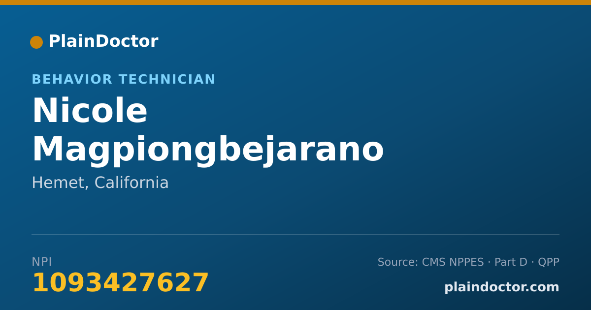 Shareable card for Nicole Magpiongbejarano - Behavior Technician, Hemet, CA