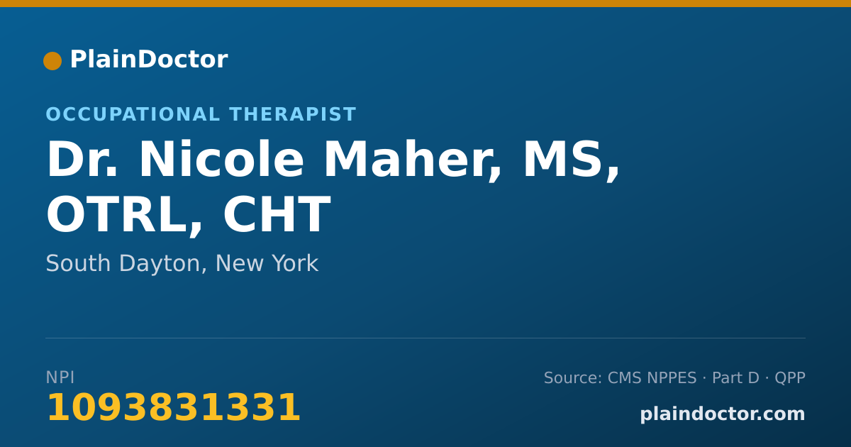 Shareable card for Nicole Maher, MS, OTRL, CHT - Occupational Therapist, South Dayton, NY