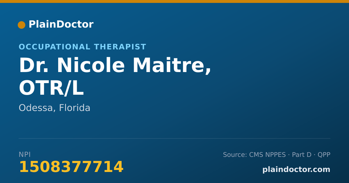 Shareable card for Nicole Maitre, OTR/L - Occupational Therapist, Odessa, FL
