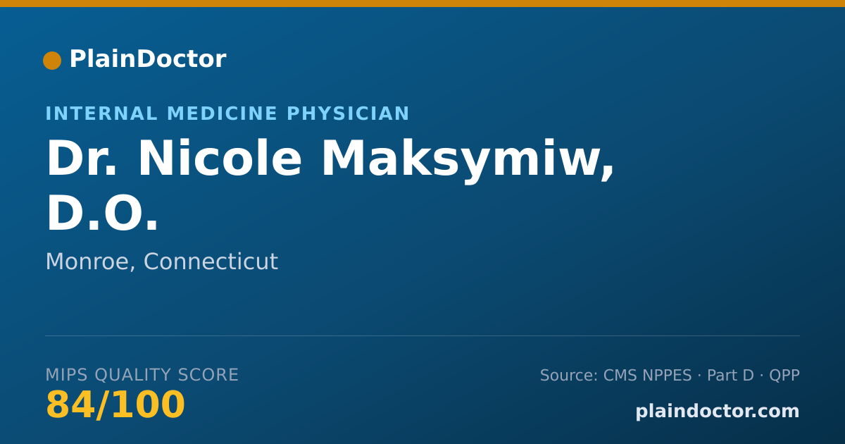 Shareable card for Nicole Maksymiw, D.O. - Internal Medicine Physician, Monroe, CT