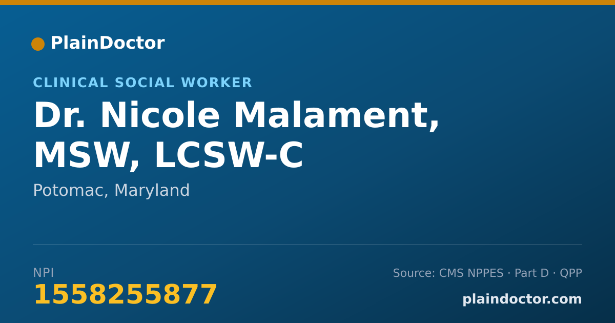 Shareable card for Nicole Malament, MSW, LCSW-C - Clinical Social Worker, Potomac, MD