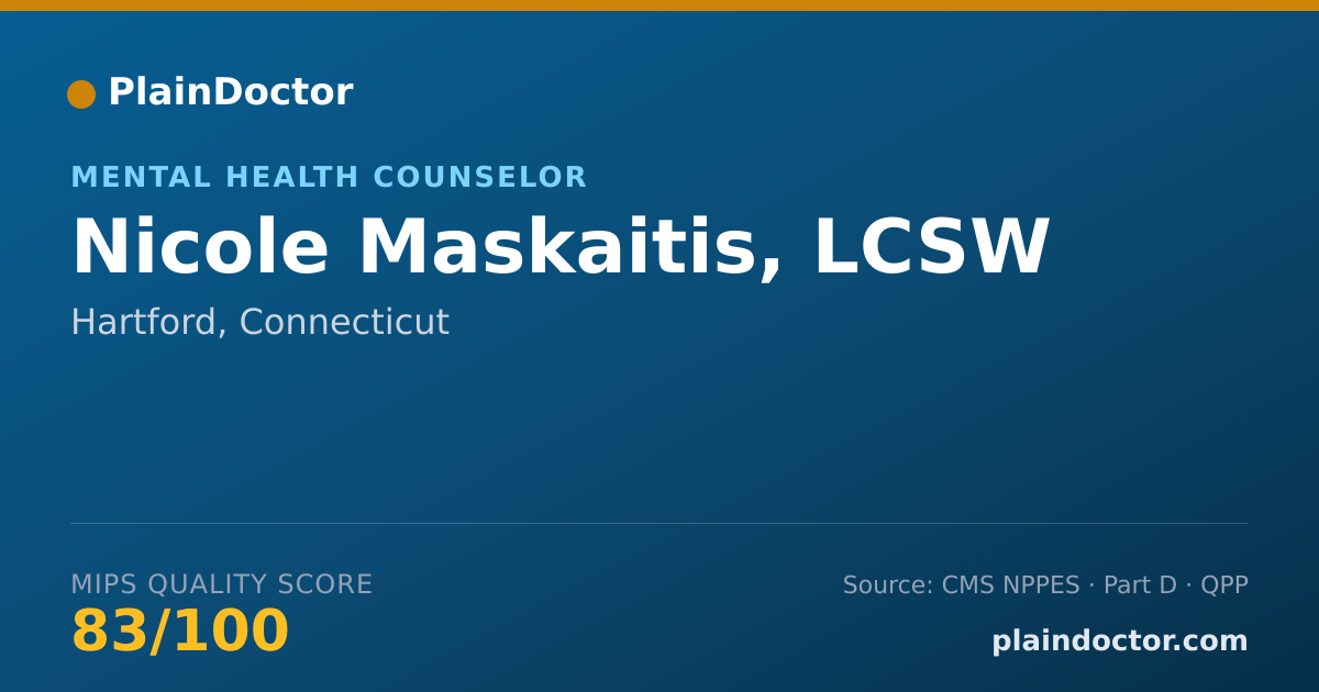 Shareable card for Nicole Maskaitis, LCSW - Mental Health Counselor, Hartford, CT