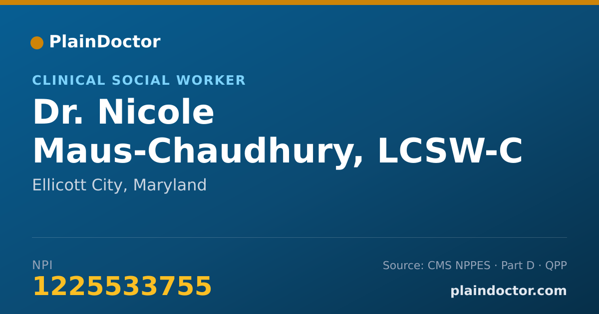 Shareable card for Nicole Maus-Chaudhury, LCSW-C - Clinical Social Worker, Ellicott City, MD