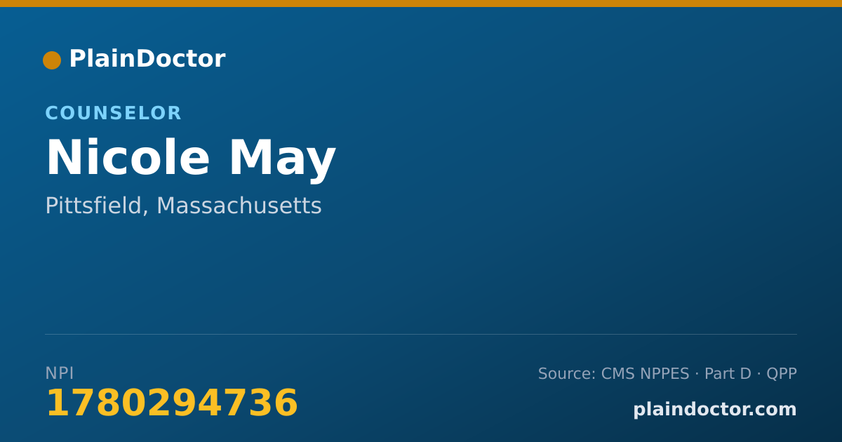 Shareable card for Nicole May - Counselor, Pittsfield, MA