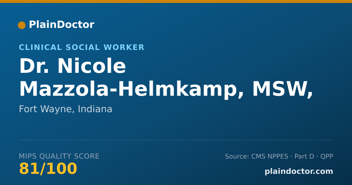 Shareable card for Nicole Mazzola-Helmkamp, MSW, LSW, LCSW - Clinical Social Worker, Fort Wayne, IN
