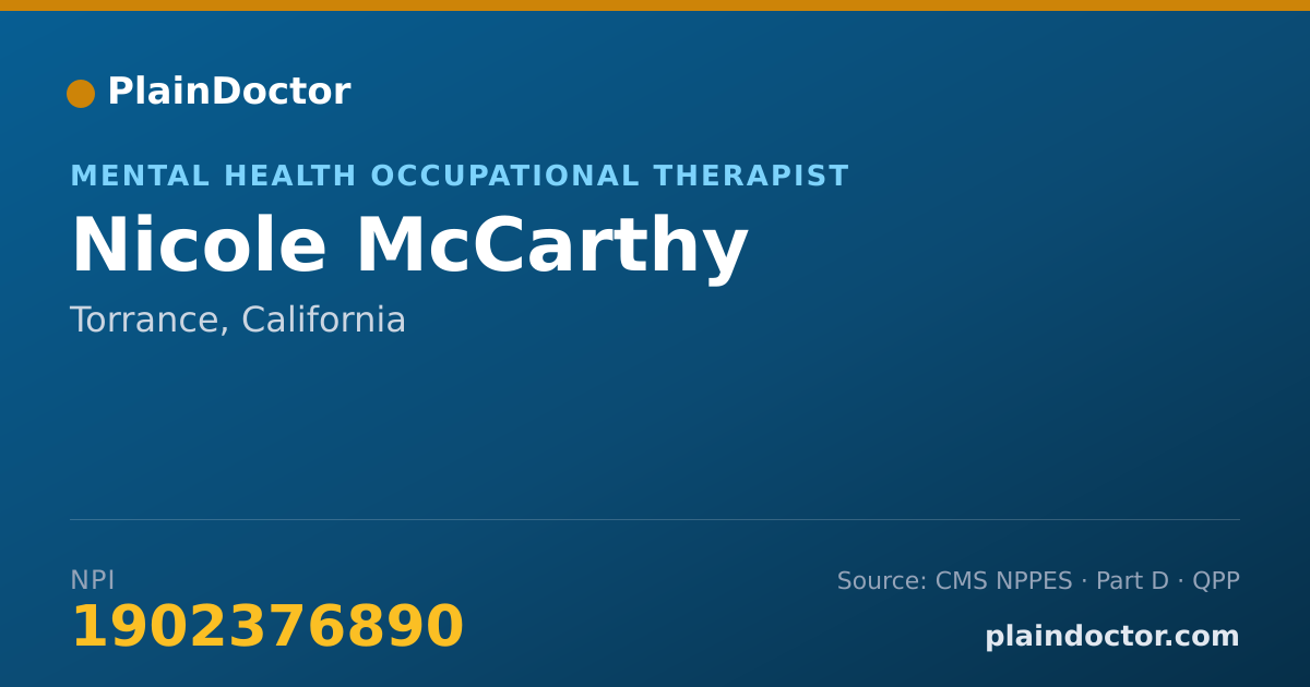 Shareable card for Nicole McCarthy - Mental Health Occupational Therapist, Torrance, CA