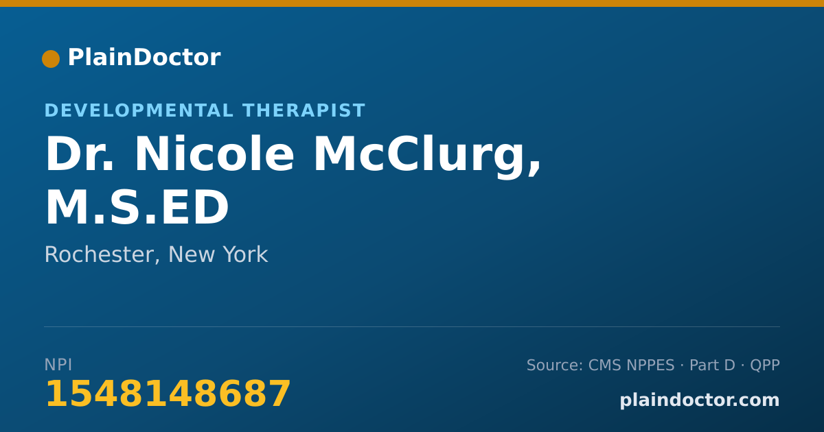 Shareable card for Nicole McClurg, M.S.ED - Developmental Therapist, Rochester, NY