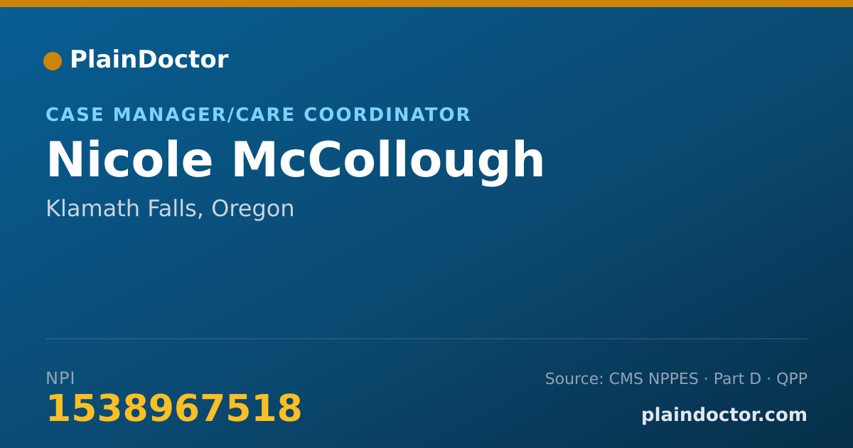 Shareable card for Nicole McCollough - Case Manager/Care Coordinator, Klamath Falls, OR