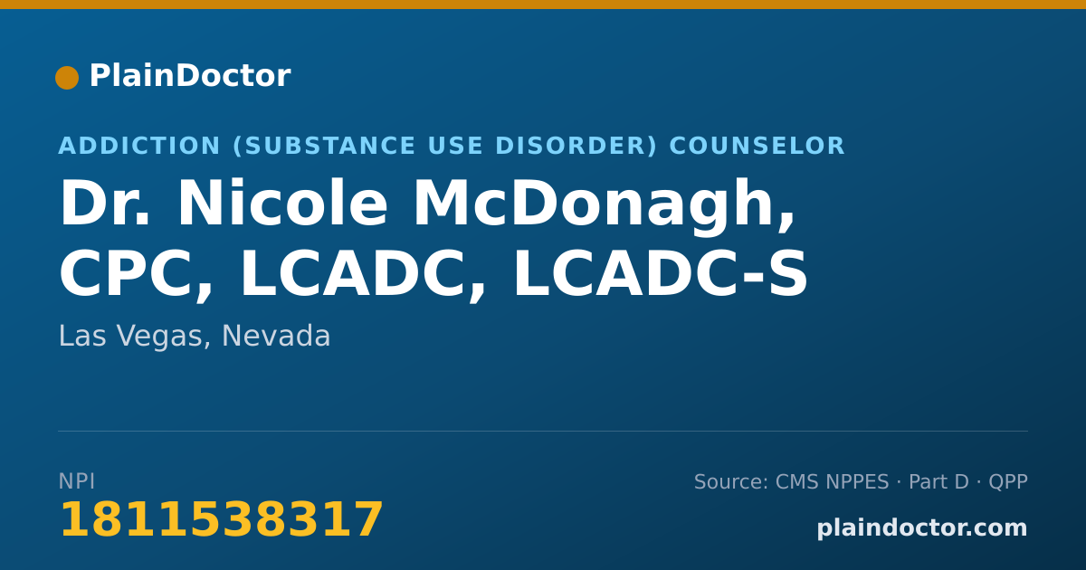 Shareable card for Nicole McDonagh, CPC, LCADC, LCADC-S - Addiction (Substance Use Disorder) Counselor, Las Vegas, NV