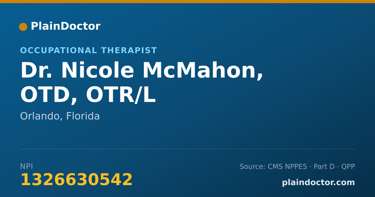 Shareable card for Nicole McMahon, OTD, OTR/L - Occupational Therapist, Orlando, FL