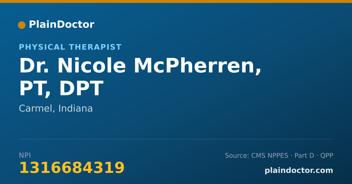 Shareable card for Nicole McPherren, PT, DPT - Physical Therapist, Carmel, IN