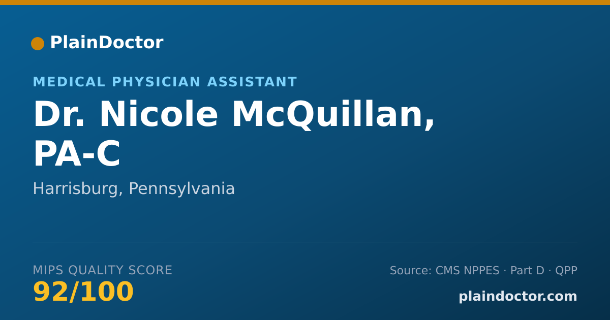Shareable card for Nicole McQuillan, PA-C - Medical Physician Assistant, Harrisburg, PA