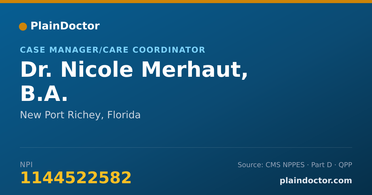 Shareable card for Nicole Merhaut, B.A. - Case Manager/Care Coordinator, New Port Richey, FL
