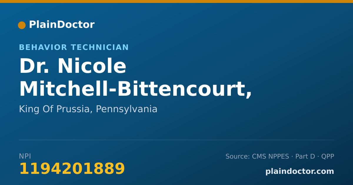 Shareable card for Nicole Mitchell-Bittencourt, RBT - Behavior Technician, King Of Prussia, PA