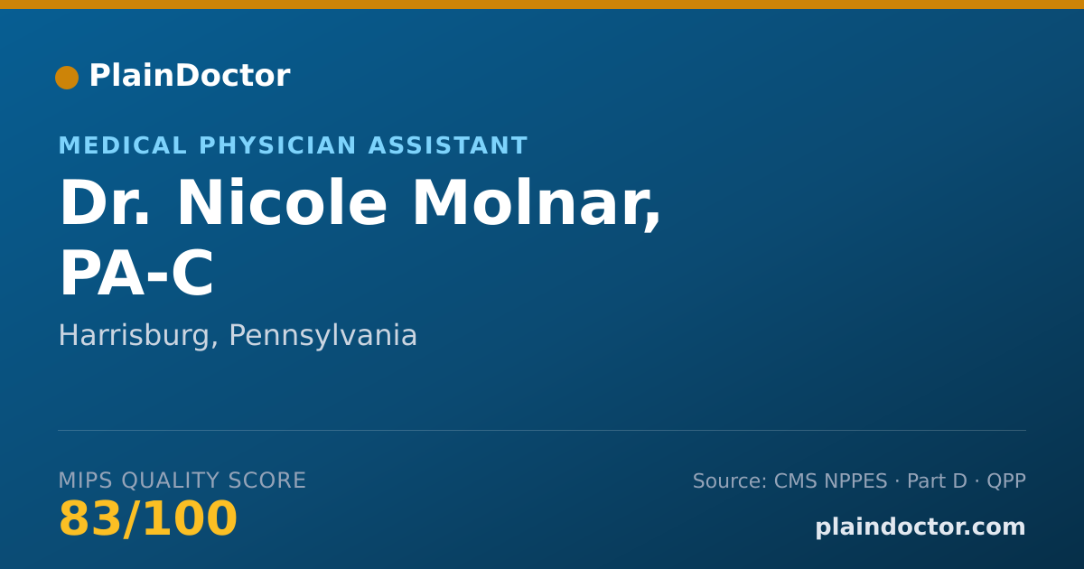 Shareable card for Nicole Molnar, PA-C - Medical Physician Assistant, Harrisburg, PA