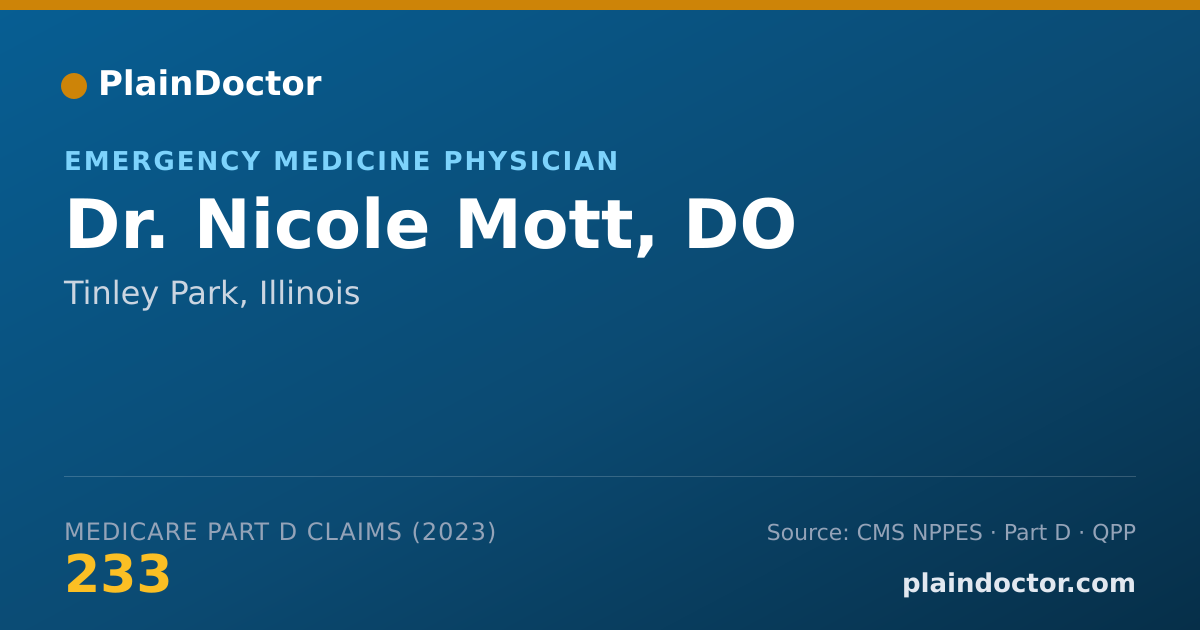 Shareable card for Nicole Mott, DO - Emergency Medicine Physician, Tinley Park, IL