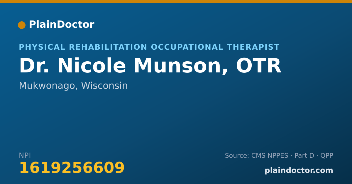 Shareable card for Nicole Munson, OTR - Physical Rehabilitation Occupational Therapist, Mukwonago, WI