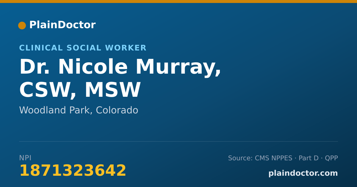 Shareable card for Nicole Murray, CSW, MSW - Clinical Social Worker, Woodland Park, CO