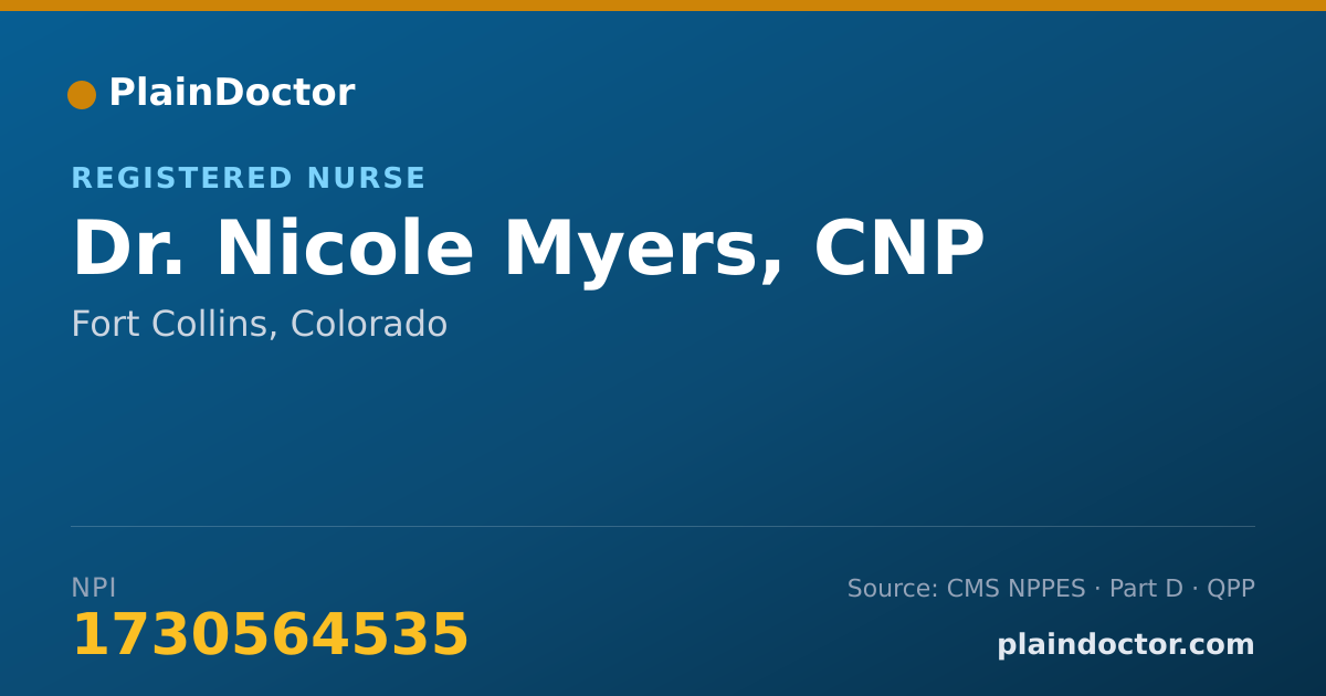 Shareable card for Nicole Myers, CNP - Registered Nurse, Fort Collins, CO