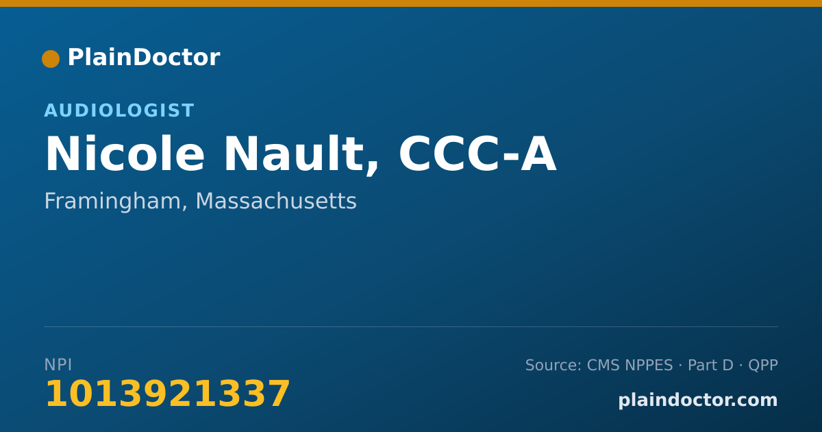 Shareable card for Nicole Nault, CCC-A - Audiologist, Framingham, MA
