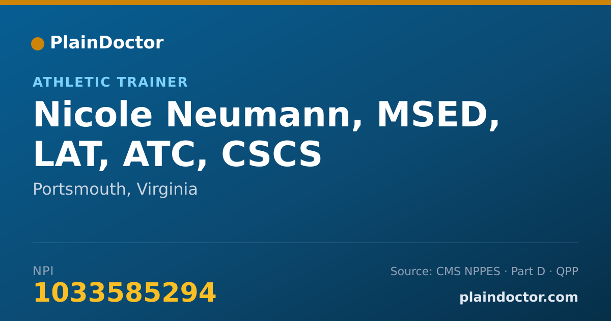 Shareable card for Nicole Neumann, MSED, LAT, ATC, CSCS - Athletic Trainer, Portsmouth, VA