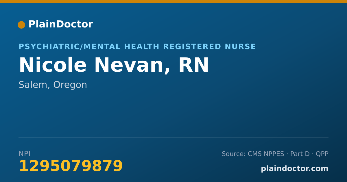 Shareable card for Nicole Nevan, RN - Psychiatric/Mental Health Registered Nurse, Salem, OR