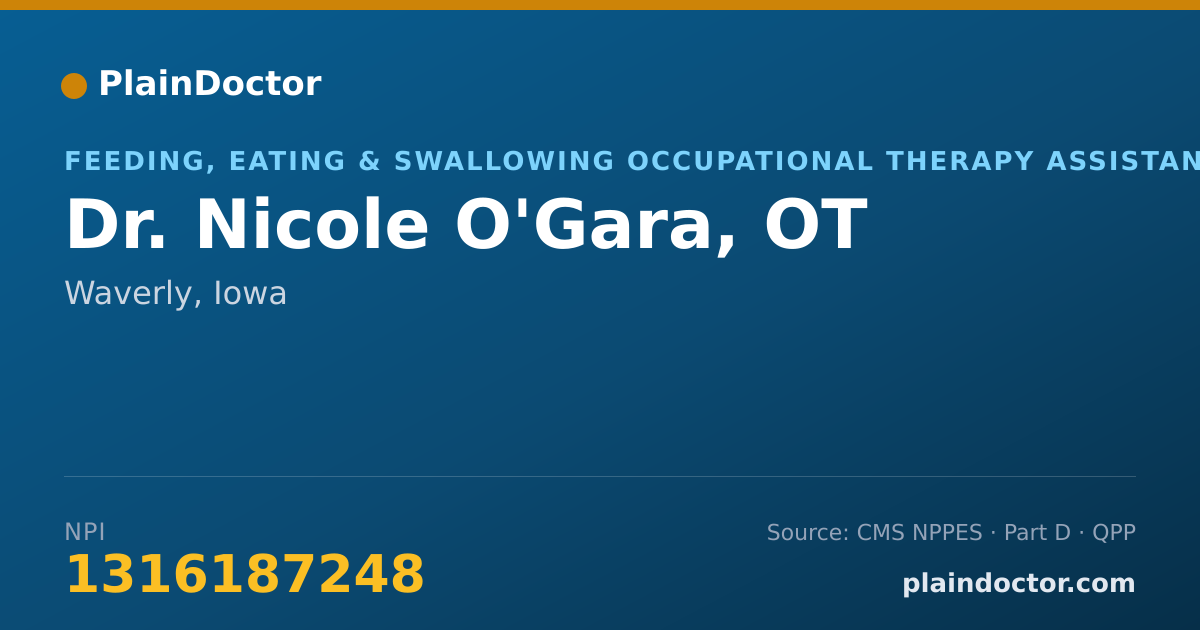 Shareable card for Nicole O'Gara, OT - Feeding, Eating & Swallowing Occupational Therapy Assistant, Waverly, IA