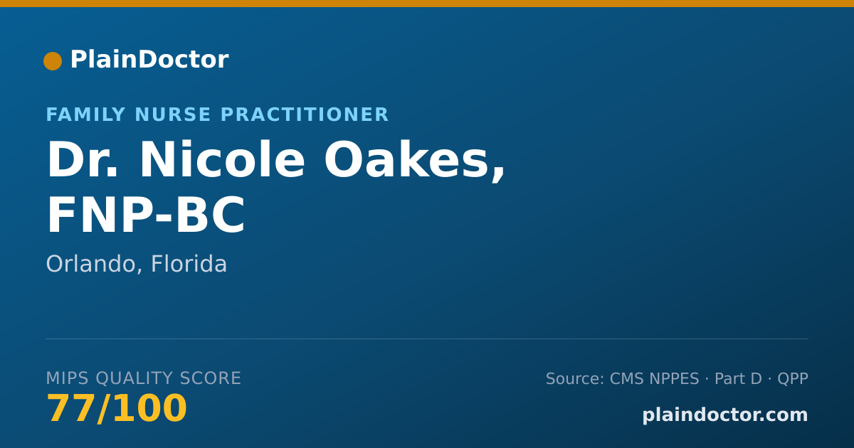 Shareable card for Nicole Oakes, FNP-BC - Family Nurse Practitioner, Orlando, FL