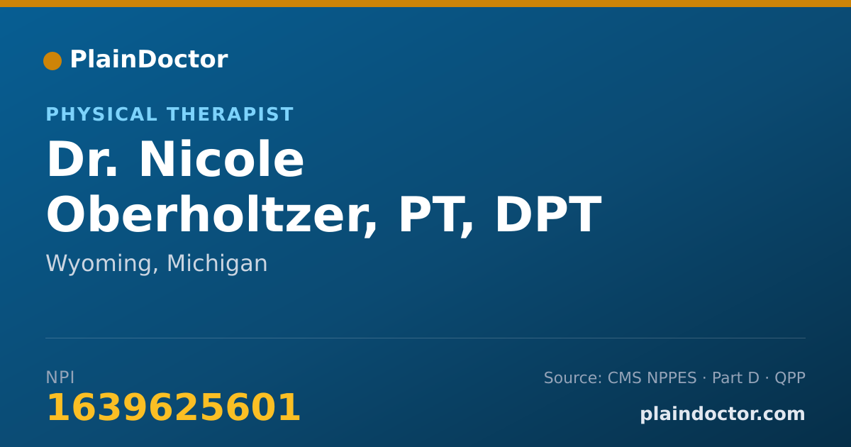 Shareable card for Nicole Oberholtzer, PT, DPT - Physical Therapist, Wyoming, MI