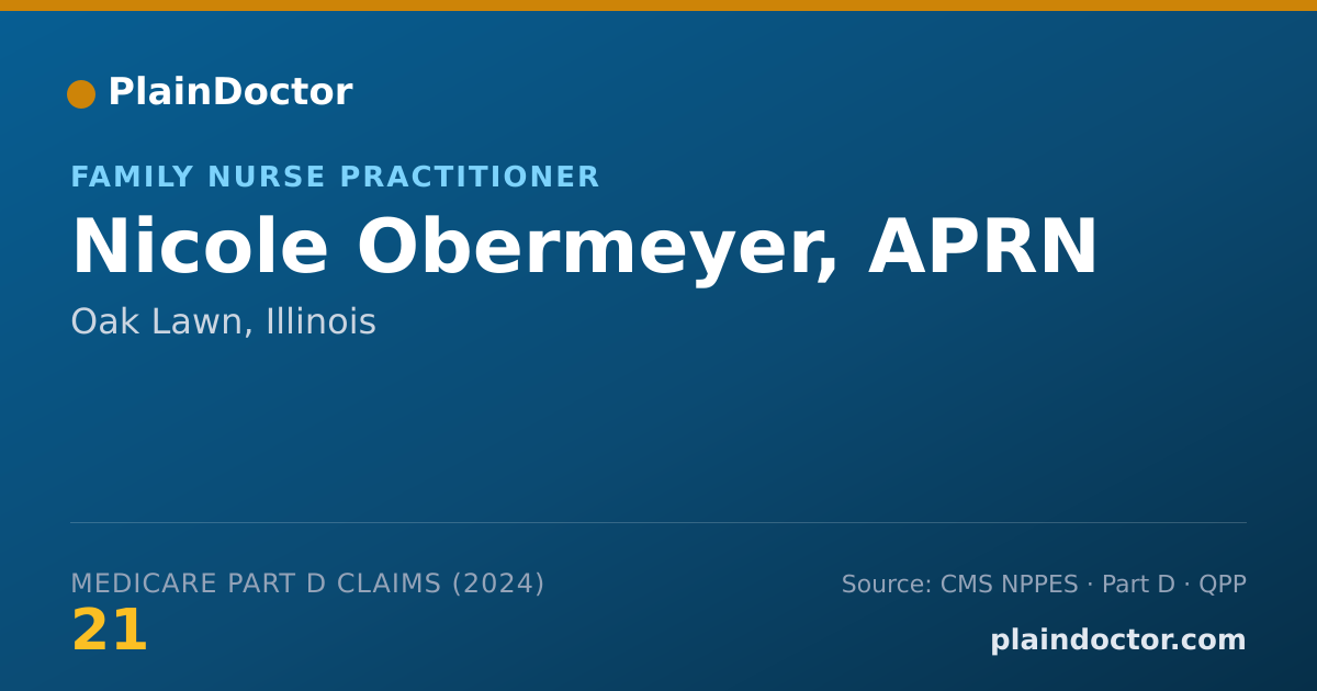 Shareable card for Nicole Obermeyer, APRN - Family Nurse Practitioner, Oak Lawn, IL