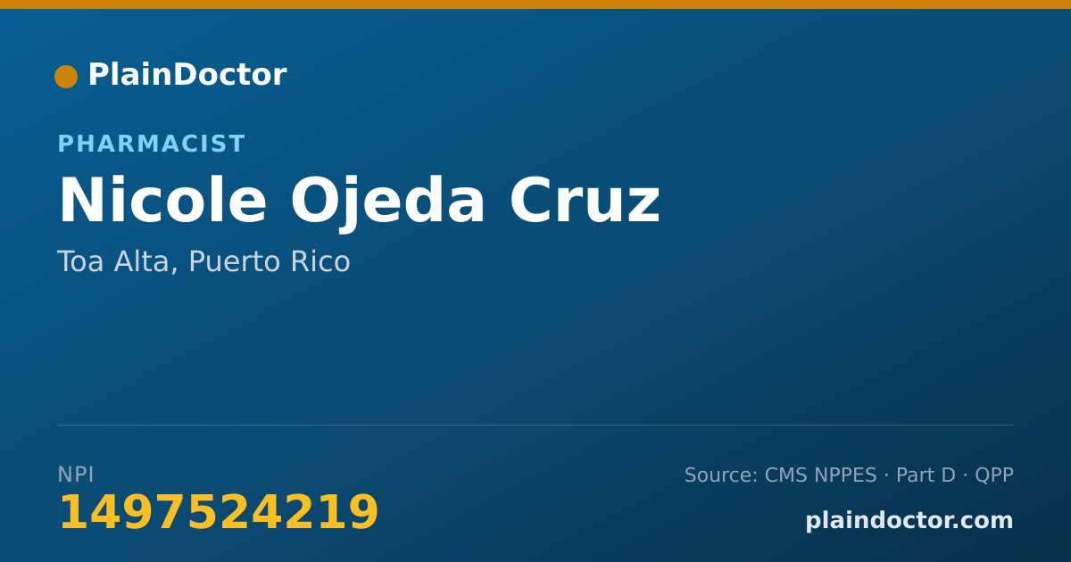 Shareable card for Nicole Ojeda Cruz - Pharmacist, Toa Alta, PR