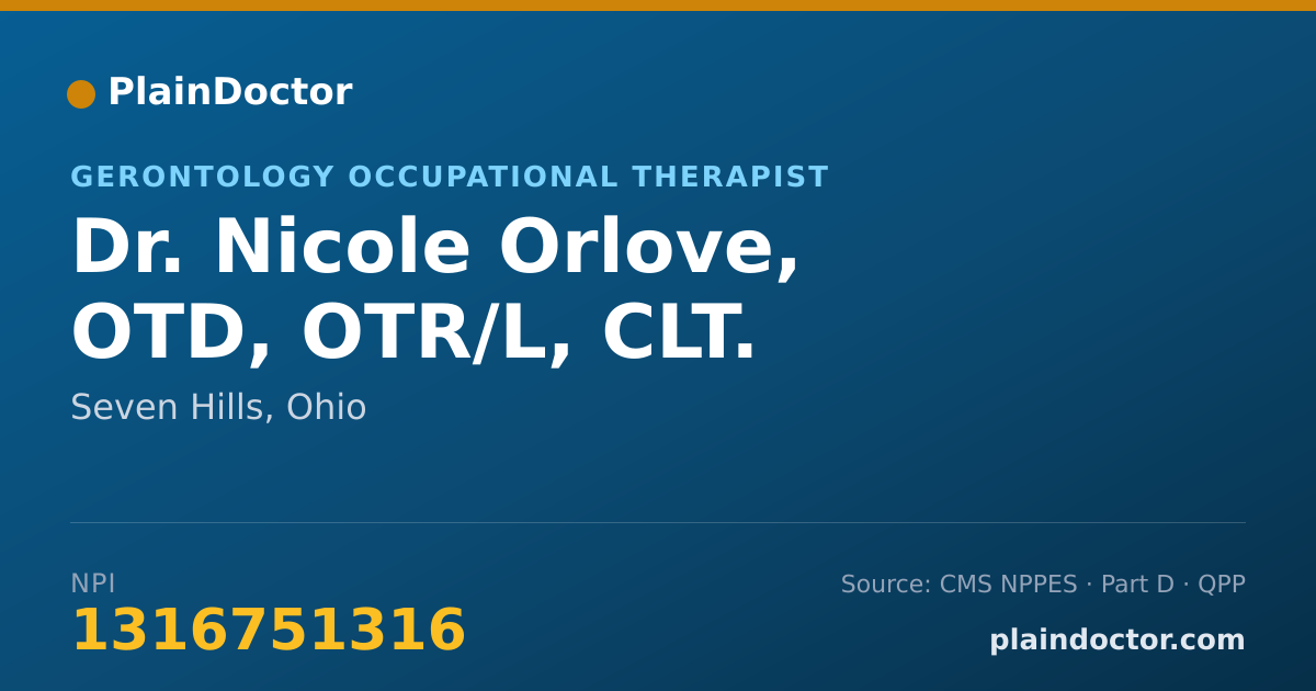 Shareable card for Nicole Orlove, OTD, OTR/L, CLT. - Gerontology Occupational Therapist, Seven Hills, OH