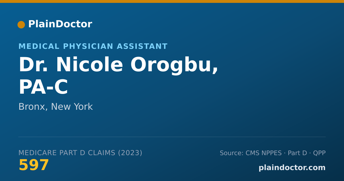 Shareable card for Nicole Orogbu, PA-C - Medical Physician Assistant, Bronx, NY
