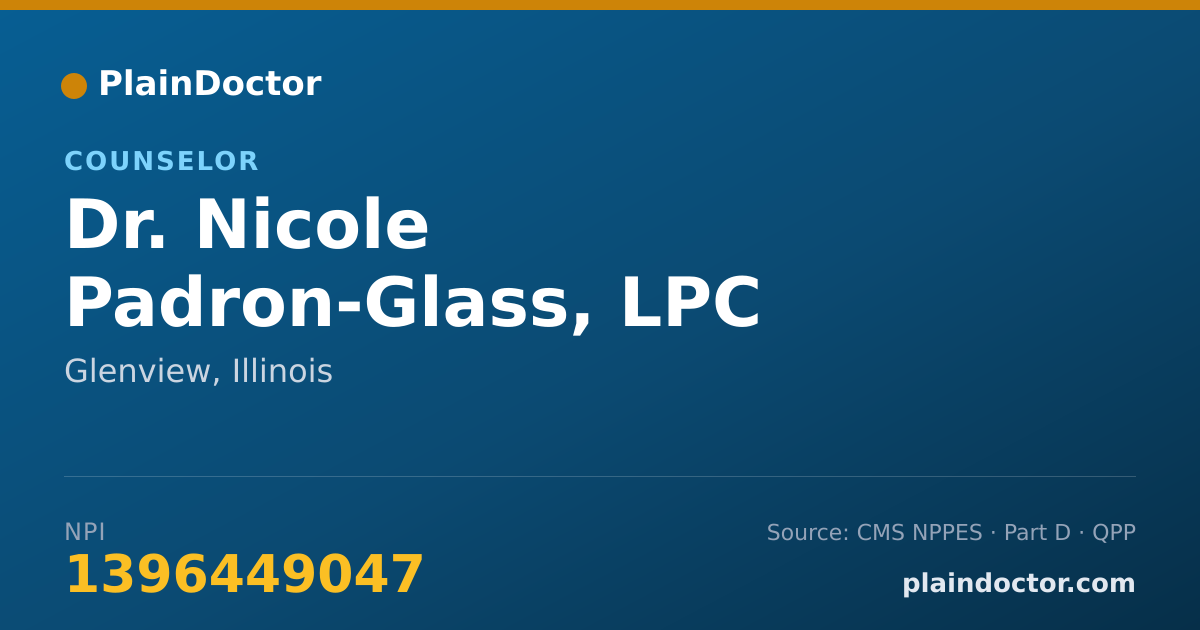 Shareable card for Nicole Padron-Glass, LPC - Counselor, Glenview, IL
