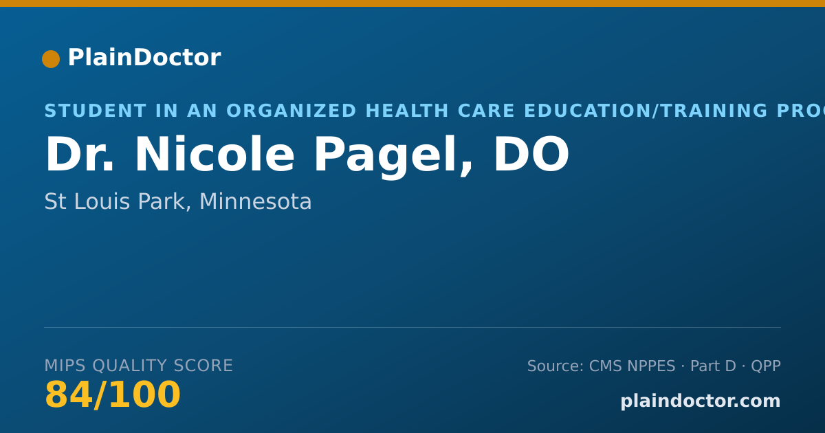 Shareable card for Nicole Pagel, DO - Student in an Organized Health Care Education/Training Program, St Louis Park, MN