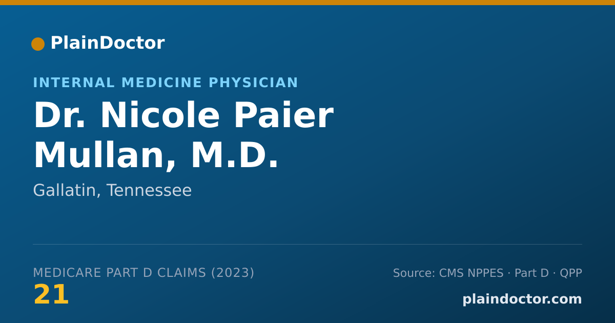 Shareable card for Nicole Paier Mullan, M.D. - Internal Medicine Physician, Gallatin, TN